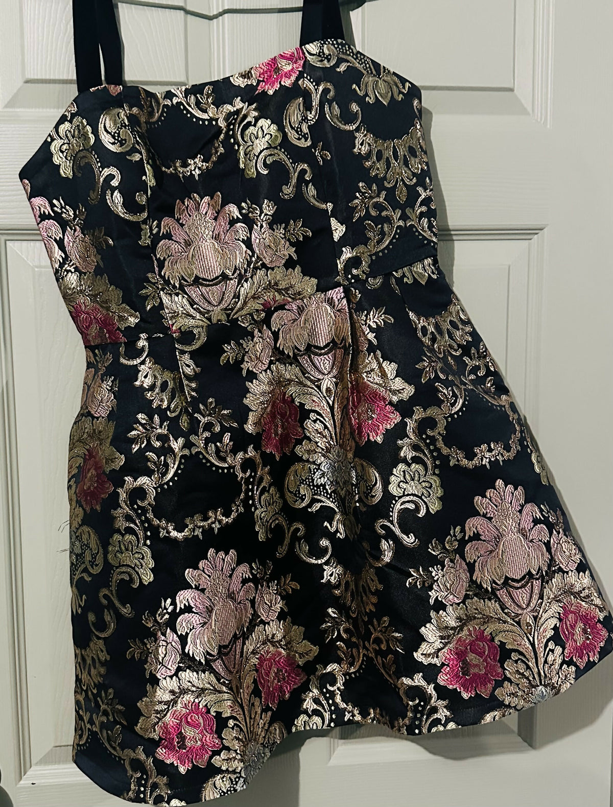 Lulus Glam Black Jacquard Print Dress