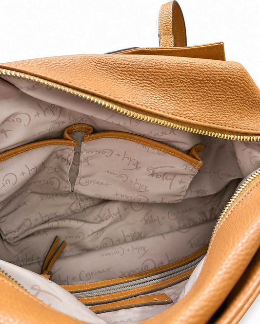 Foley + Corinna Cognac Pebbled Shoulder Tote / Satchel | Gold-Tone Hardware
