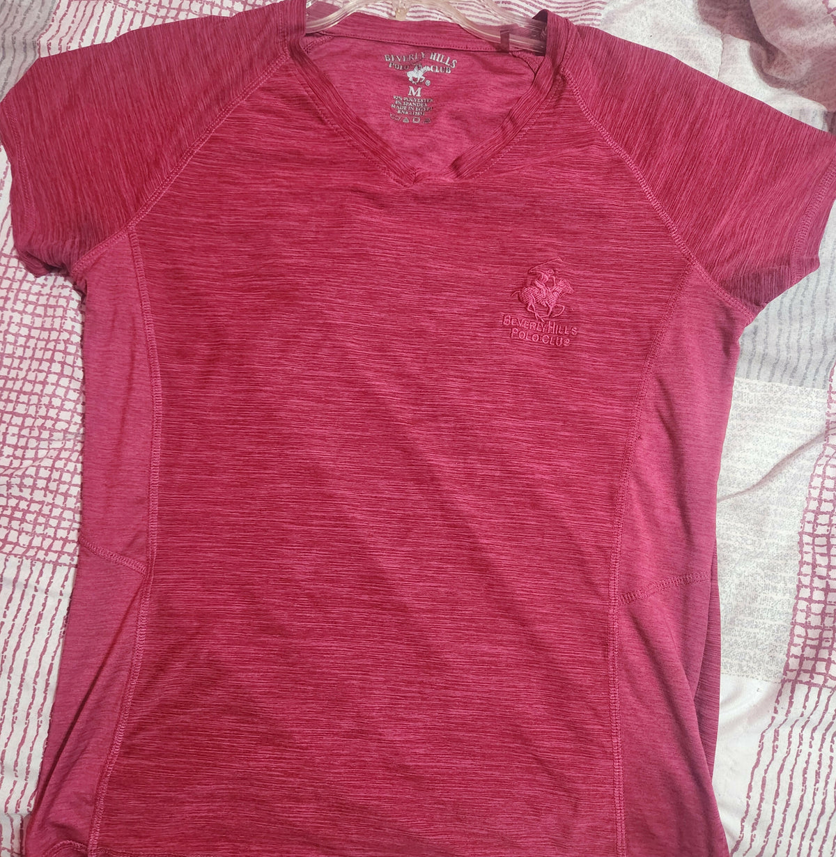 Beverly Hills Polo Club Pink V-Neck T-Shirt