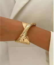 Minimalist Bohemian Style Adjustable Geometric Line Decor Wide Bangle