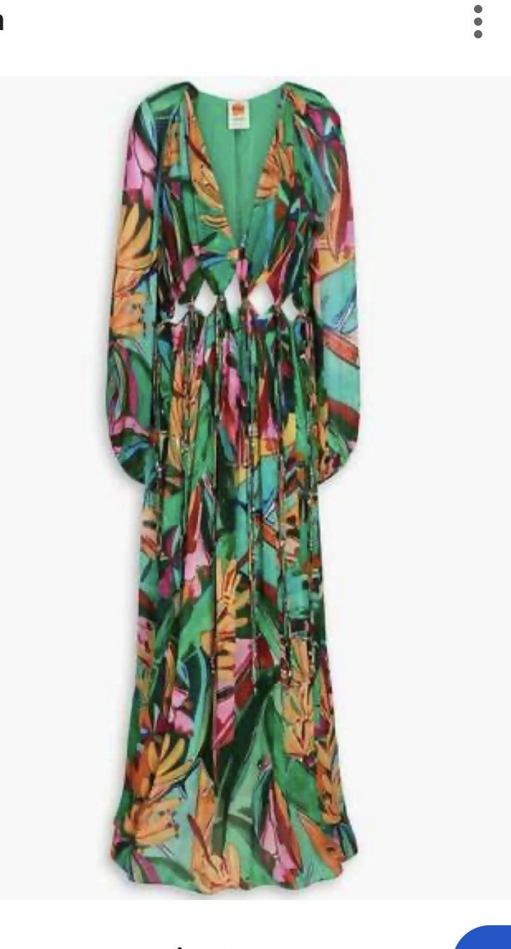 Farm Rio Banana Foliage V Neckline Maxi