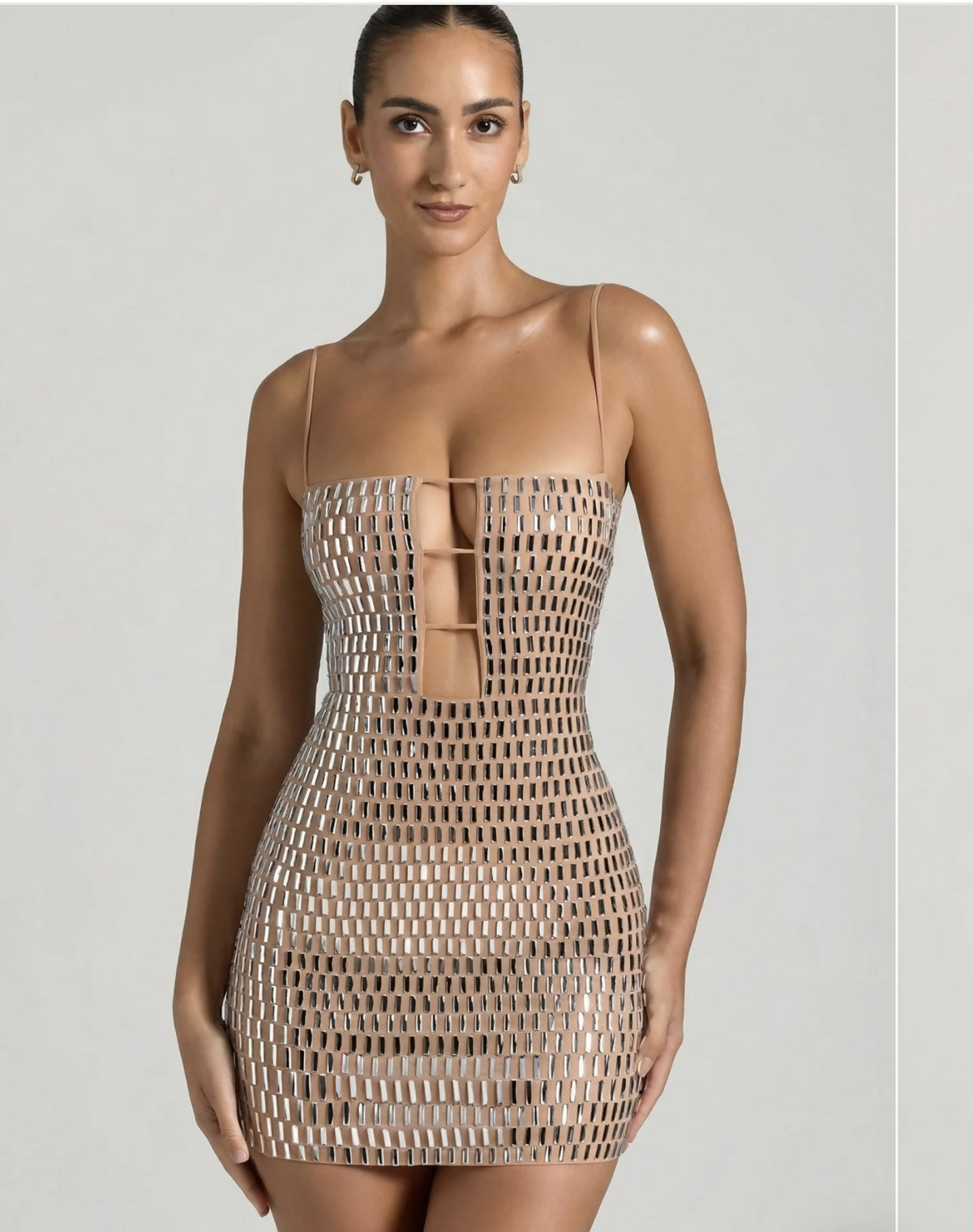 Nude mesh dress