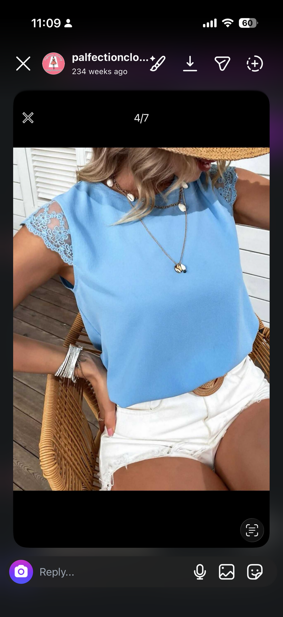Shein blue lace top