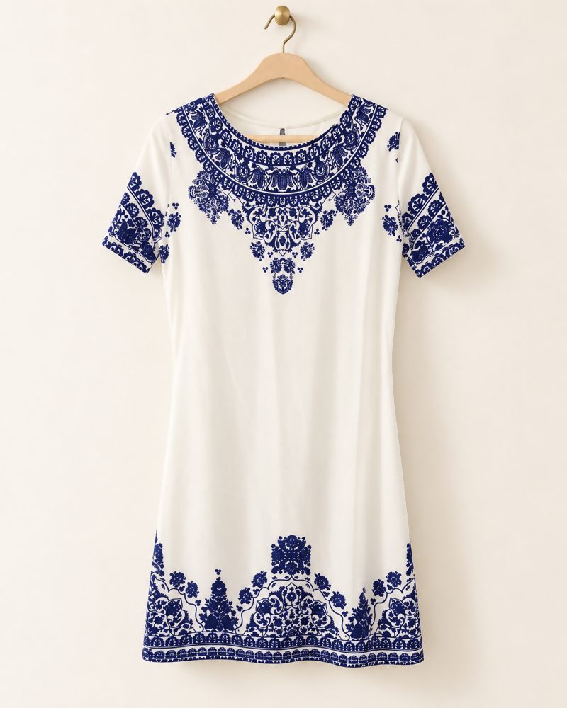 Azure Arabesque Tunic Dress