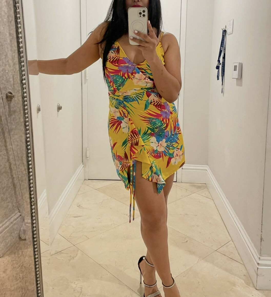 GUESS TROPICAL PRINT MINI DRESS