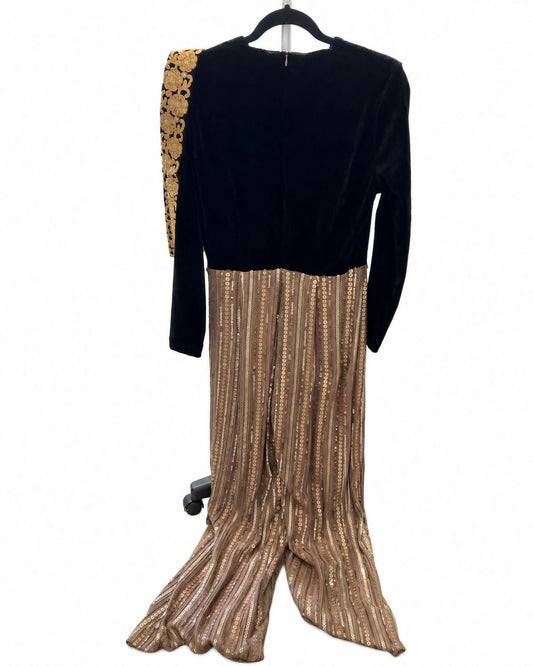 Charu Lochan Dass CLD Black Velvet & Embellished Wide-Leg Jumpsuit | Designer Evening Wear