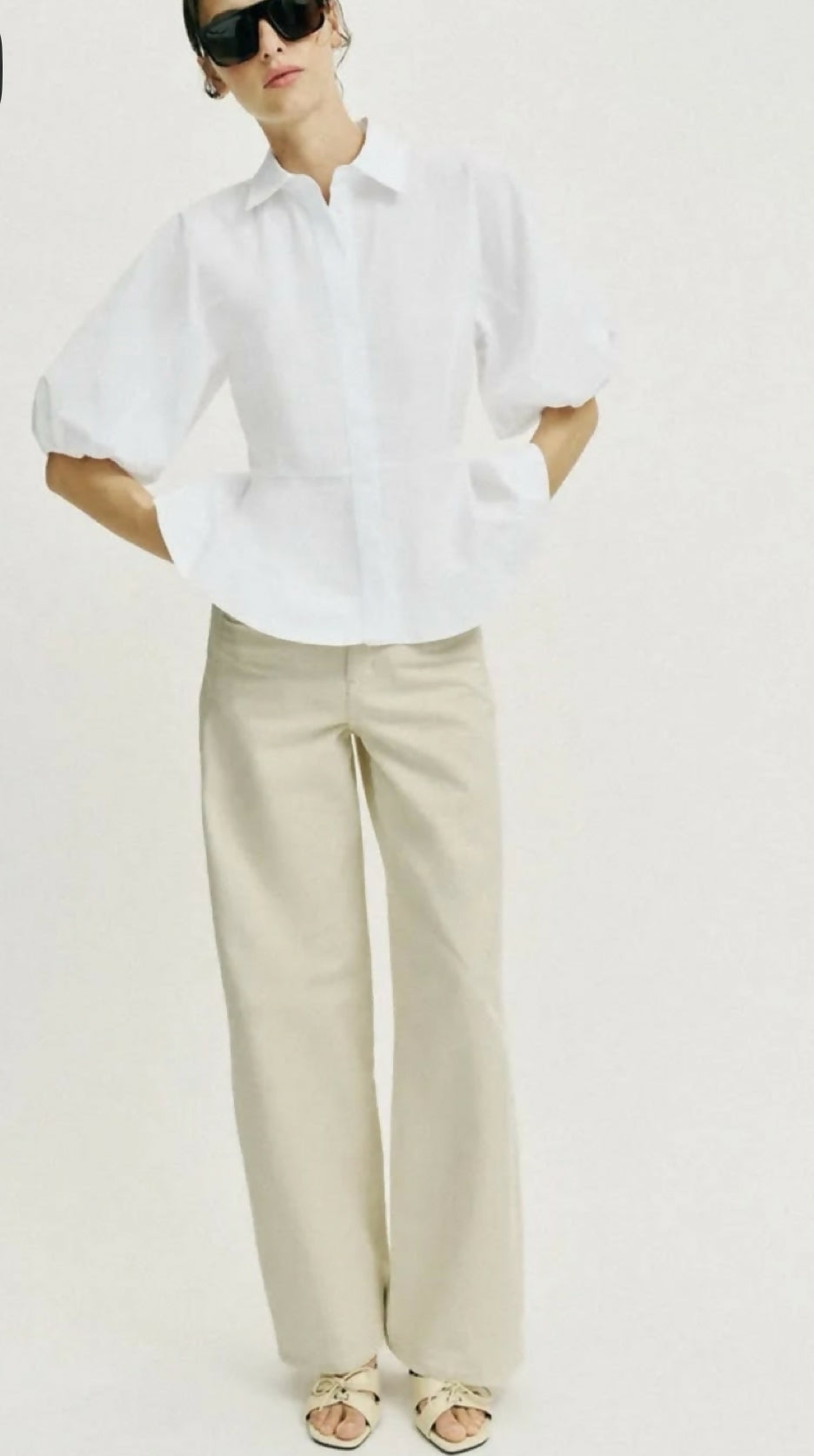 ZARA PEPLUM SHIRT WITH PUFF SLEEVES