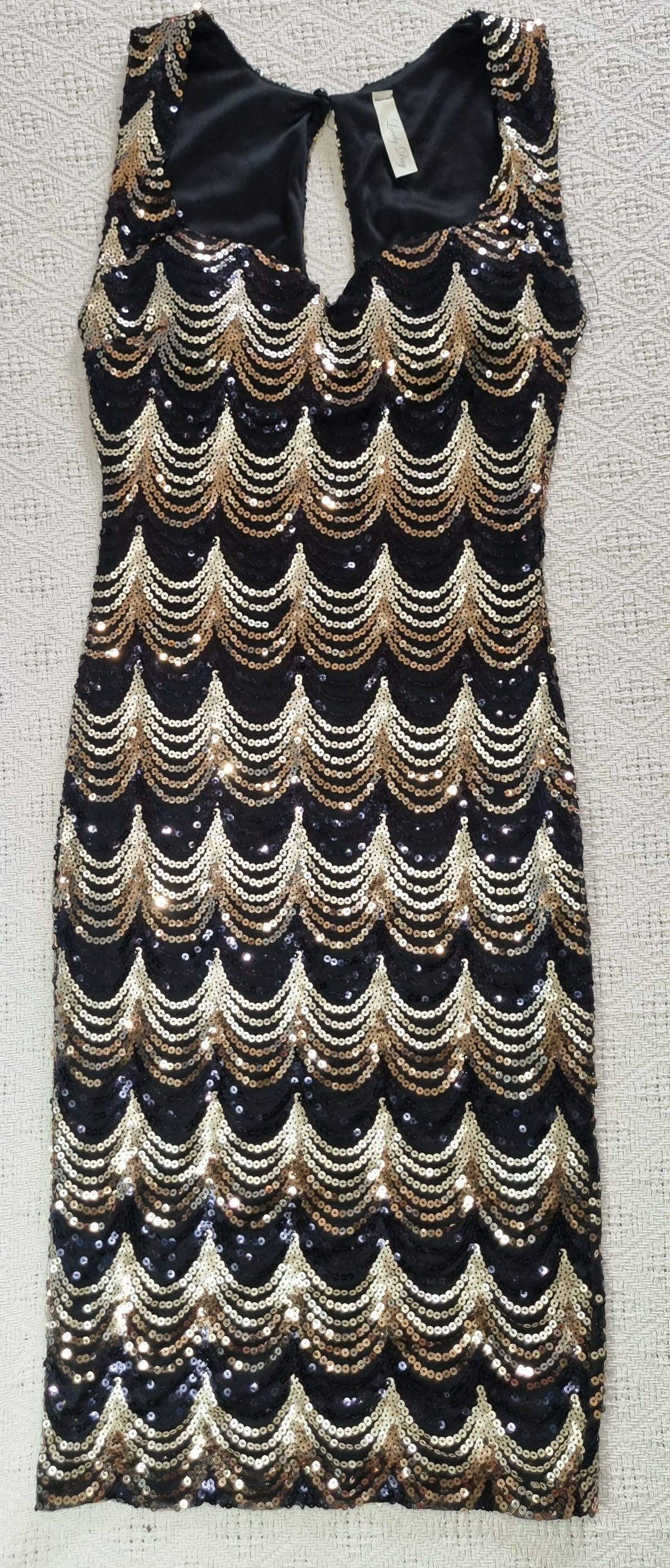 Lovely Day Black and Gold Sequin Dress