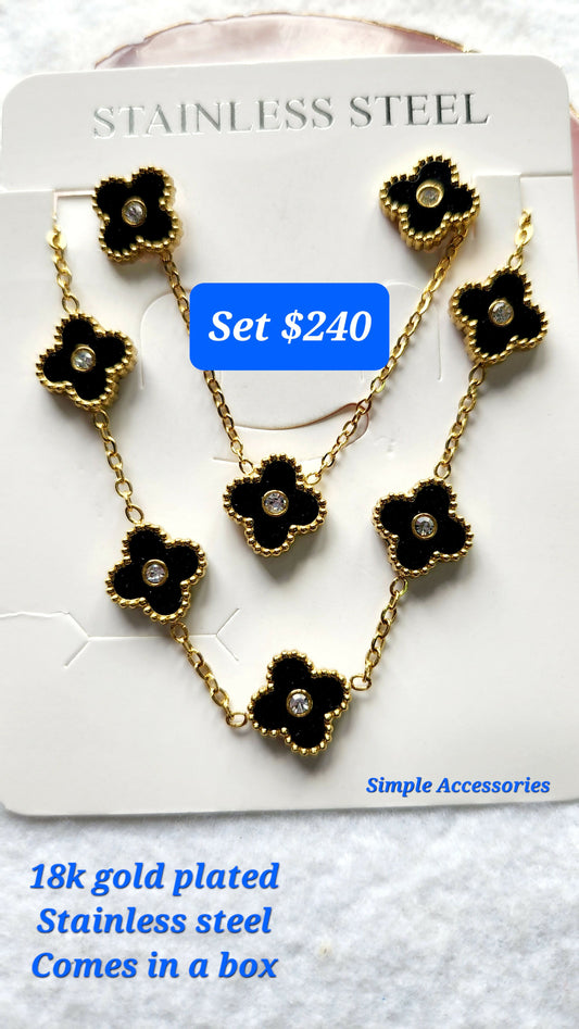 18k gold plated/ stainless steel Clover sets