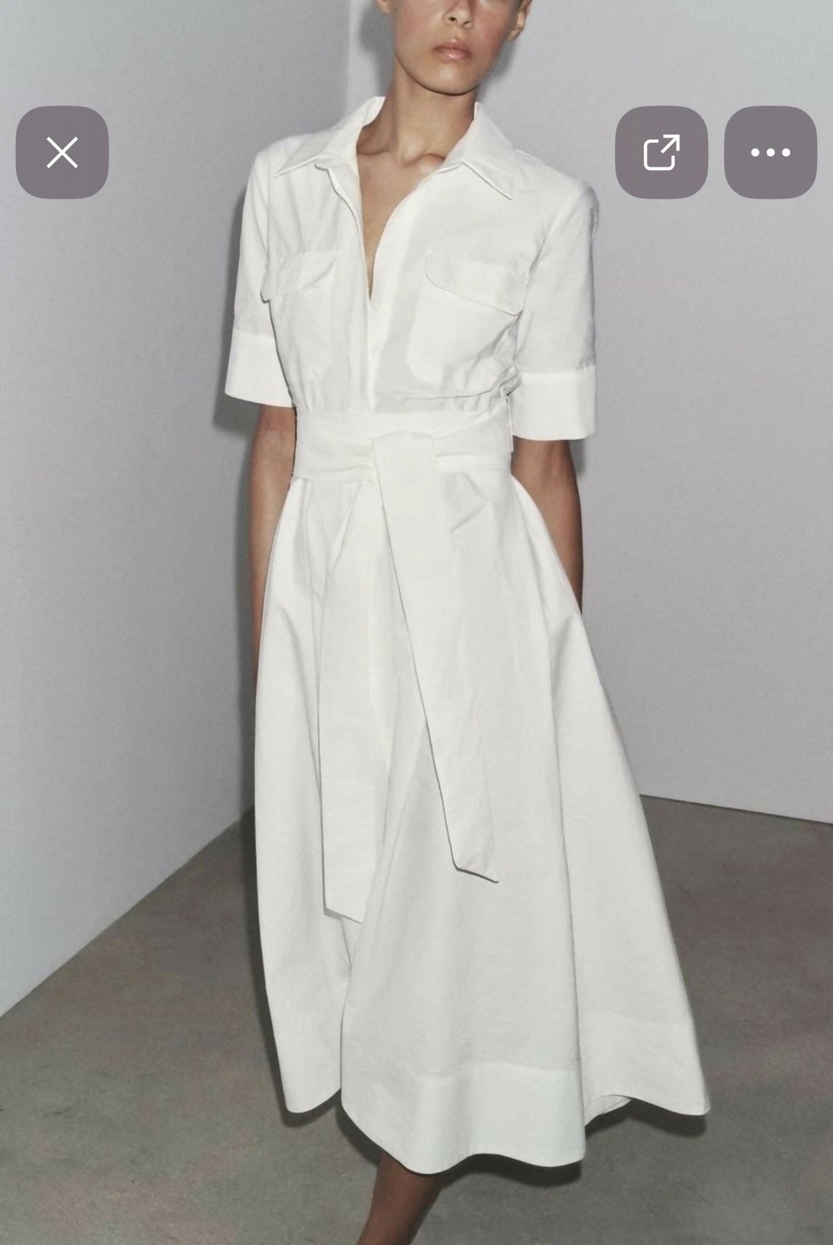 ZW ZARA Collection Poplin Midi Belted Dress