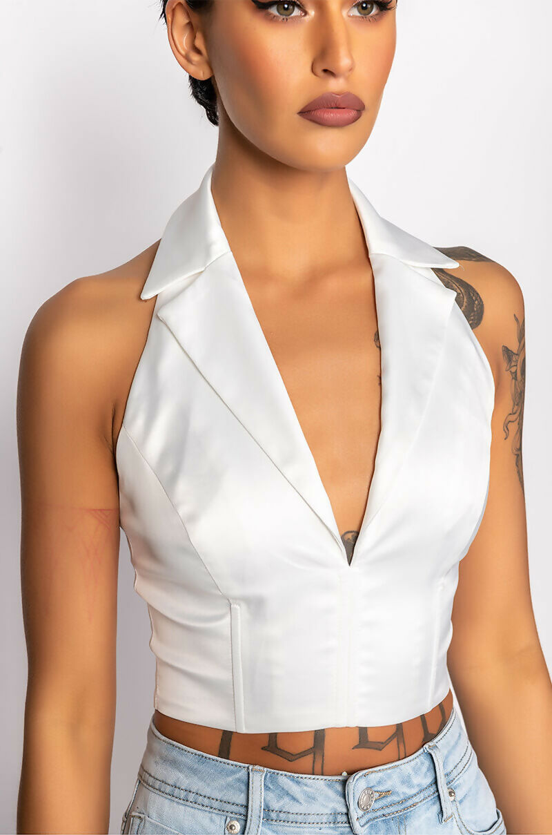 Akira Clarissa Satin Collared Blouse