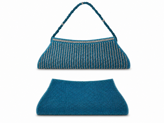 Blue Beaded Evening Bag/ Clutch