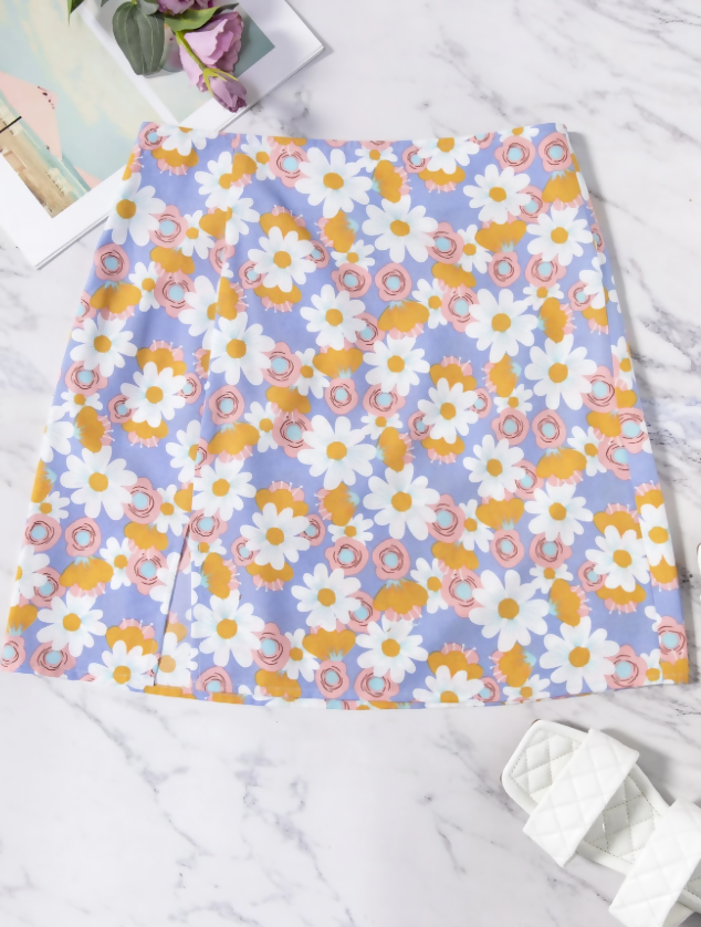 SHEIN Unity Floral Split Hem Mini Skirt