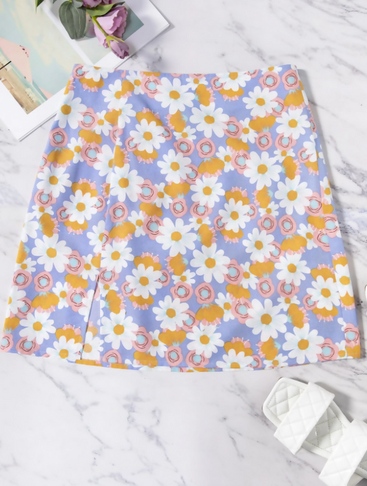 SHEIN Unity Floral Split Hem Mini Skirt