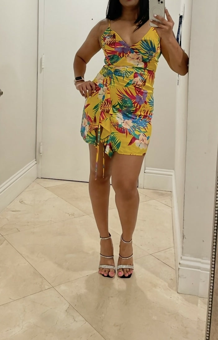 GUESS TROPICAL PRINT MINI DRESS