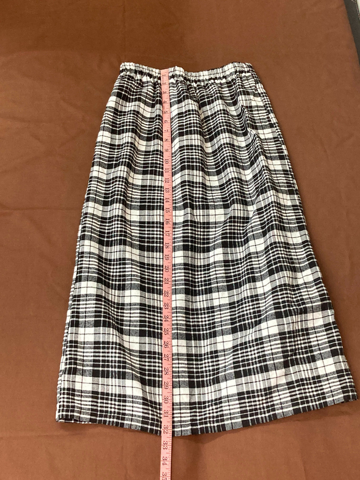 SHEIN Black & White Plaid Straight Maxi Skirt