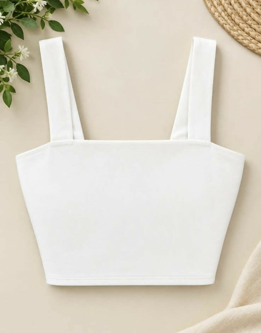 White Square- Neck Crop Top
