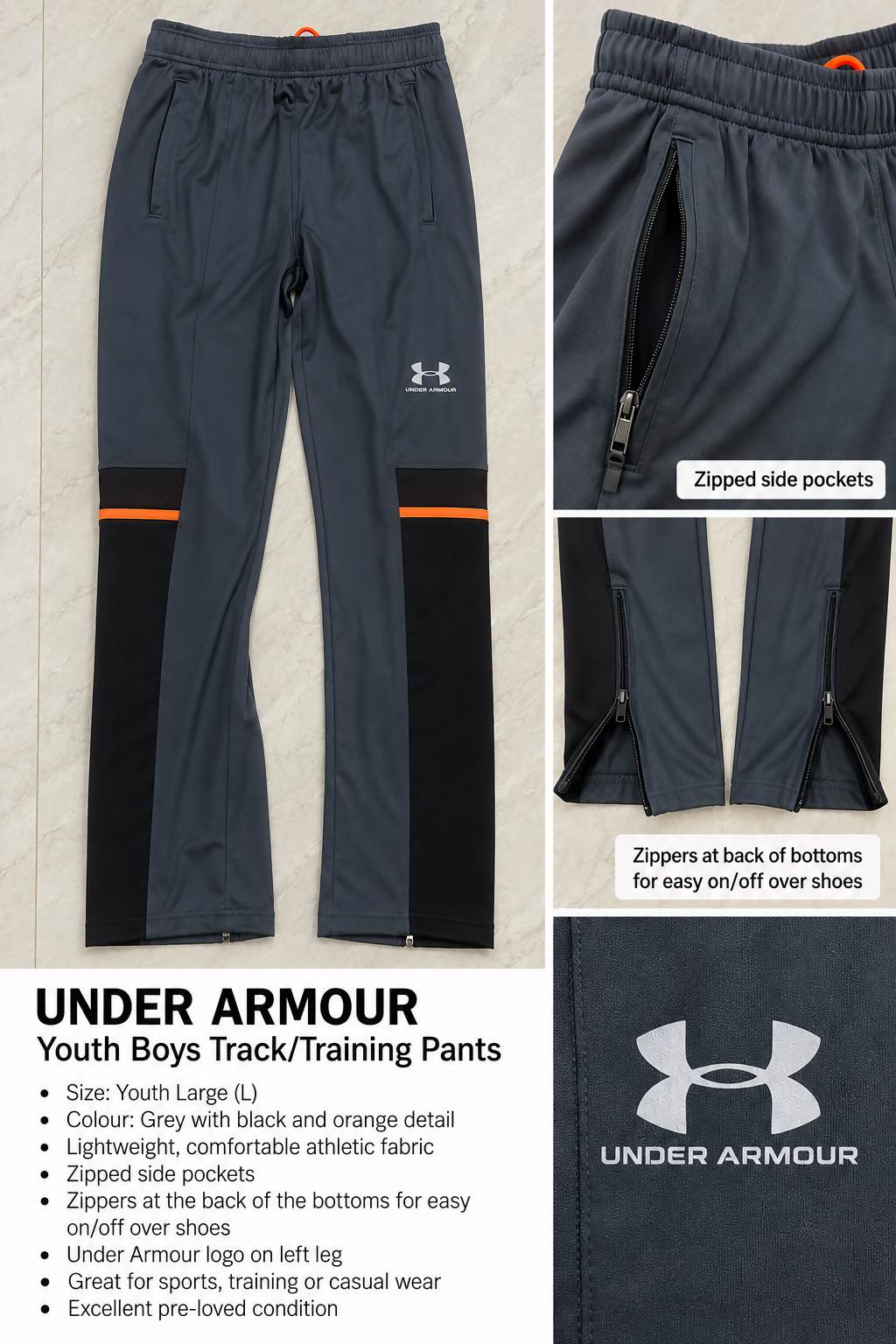 Under Armour Boys Track/Training Pants Size Youth L (Never worn)