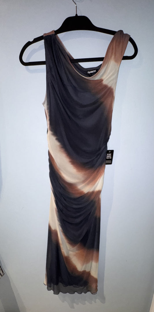 Earth toned mesh midi dress