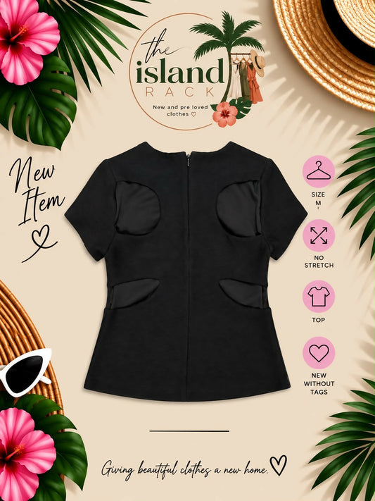 Black Ribbed Blouse