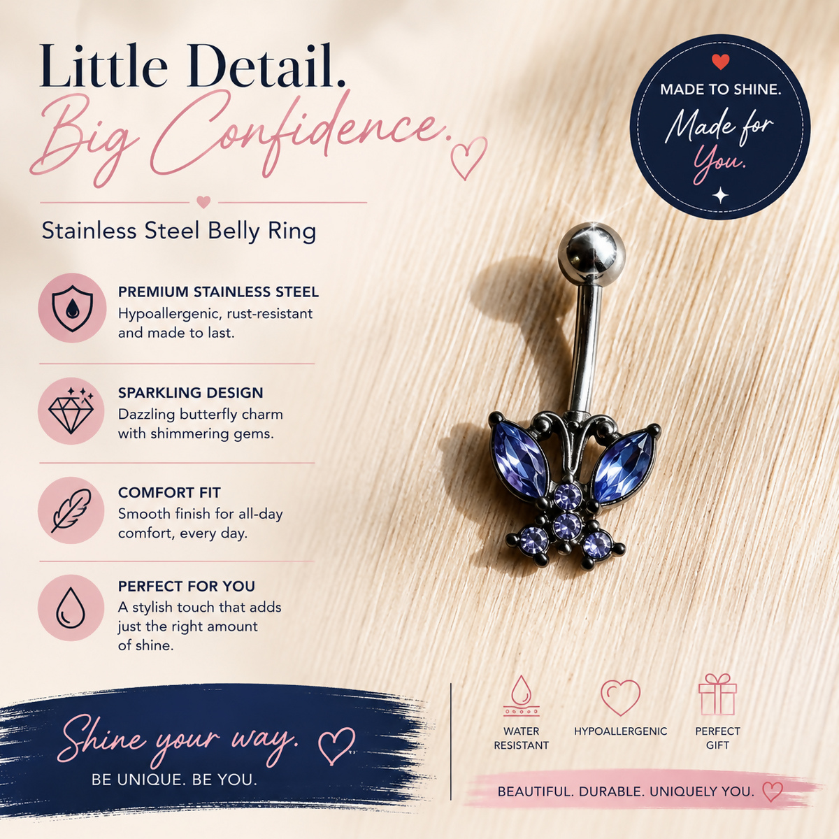 Midnight Butterfly Belly Ring
