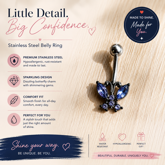 Midnight Butterfly Belly Ring