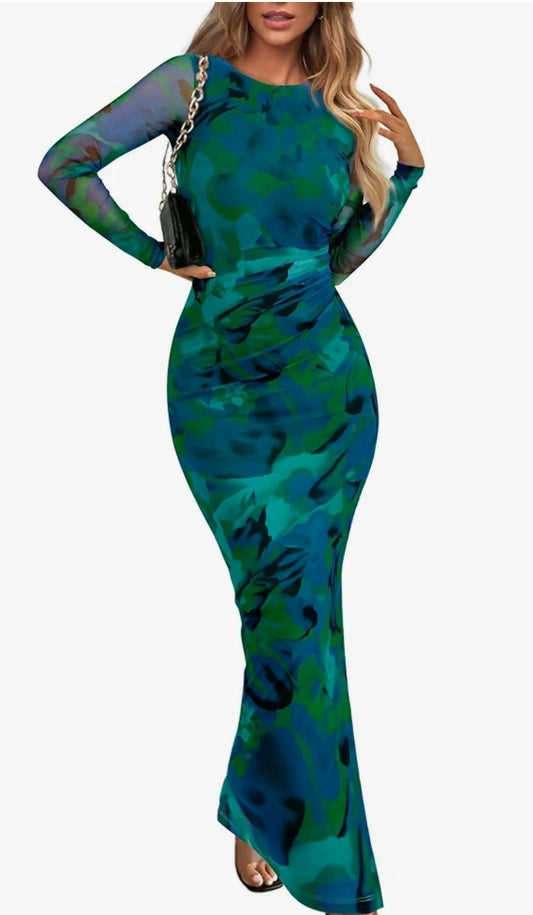 Vibrant bodycon maxi dress