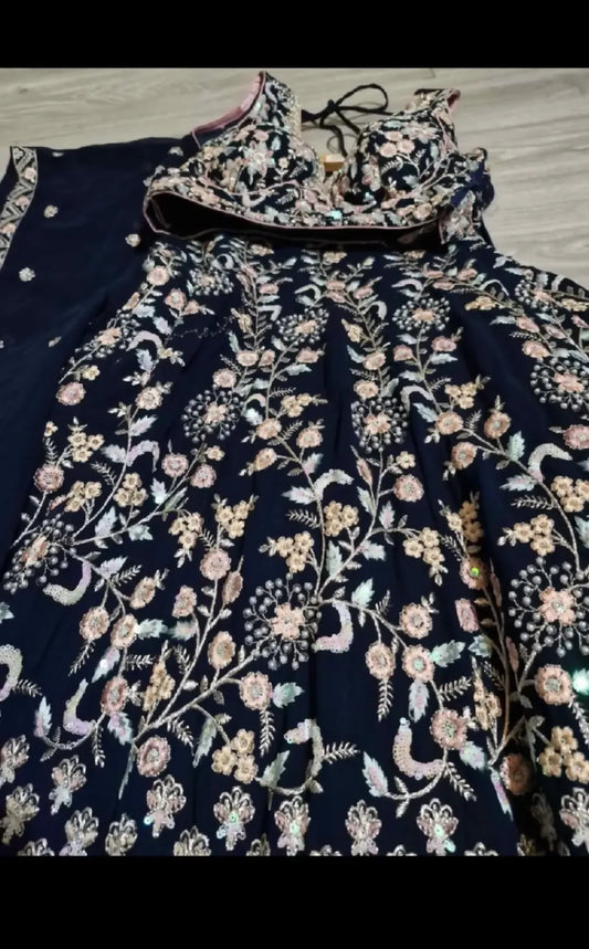 Dark blue lehenga