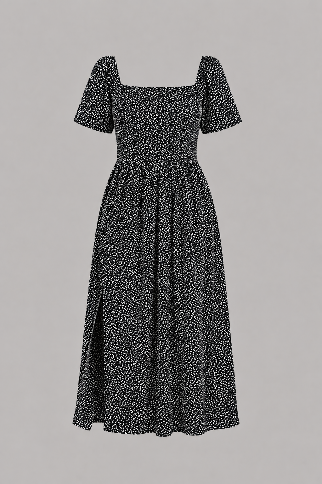 Black and white midi floral dress