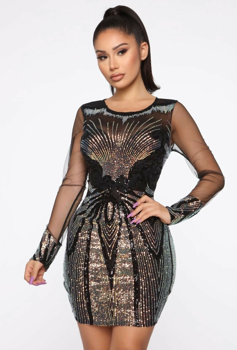 (NEW) Feeling Fine Sequin Mini Dress