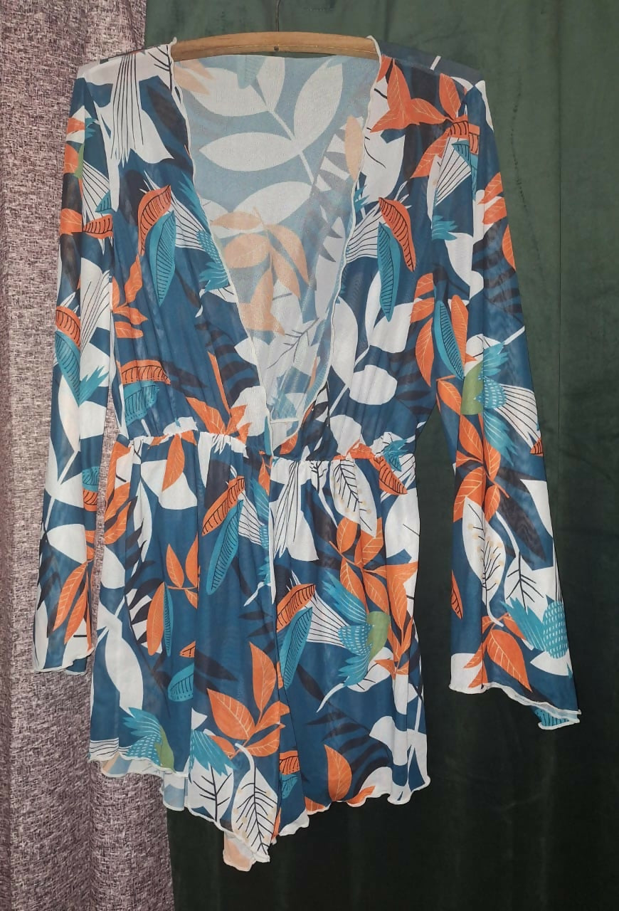 Tropical Print Beach CoverUp