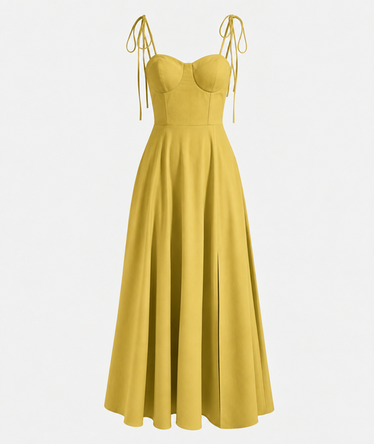 SHEIN MOD Solid Split Thigh Bustier Cami Dress