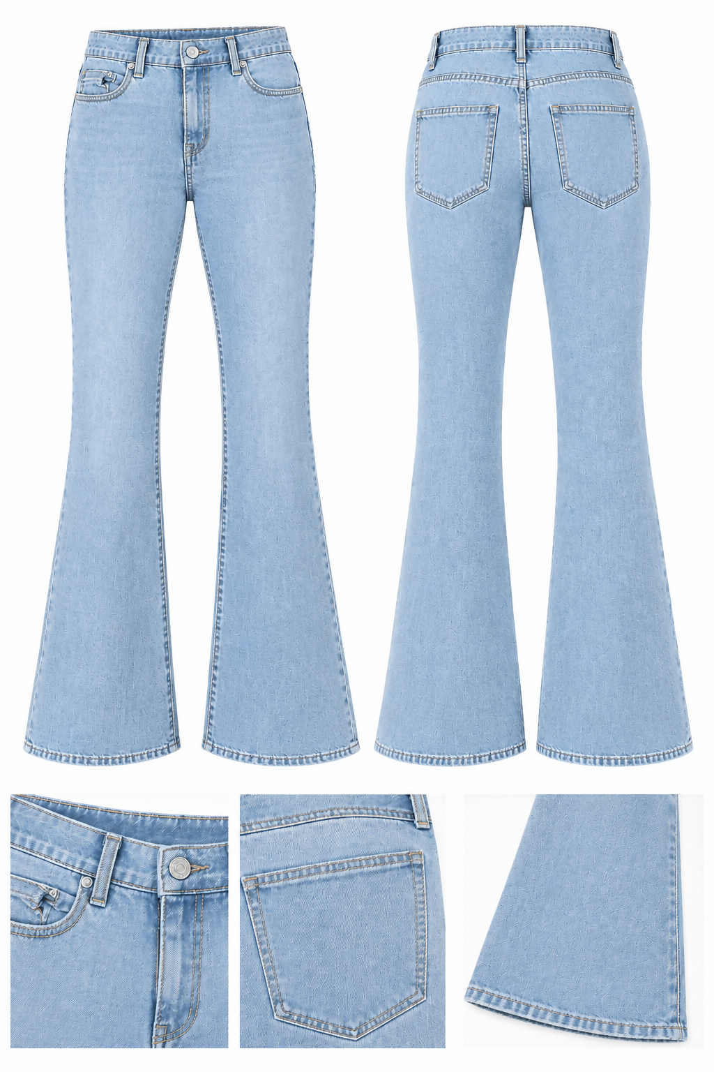 Light Blue Flared-Leg Jeans