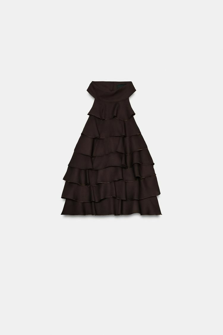 ZARA HALTER TOP WITH RUFFLES