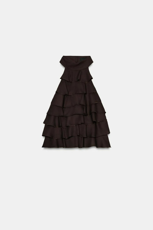 ZARA HALTER TOP WITH RUFFLES
