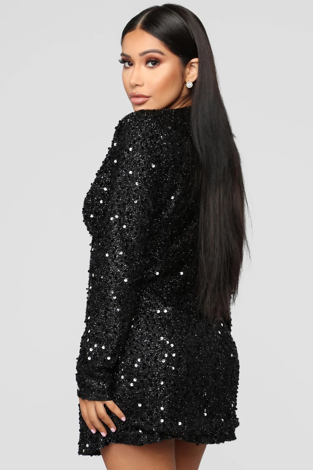 Sparkle Sequin Long-Sleeve Mini Dress (Pre-loved)