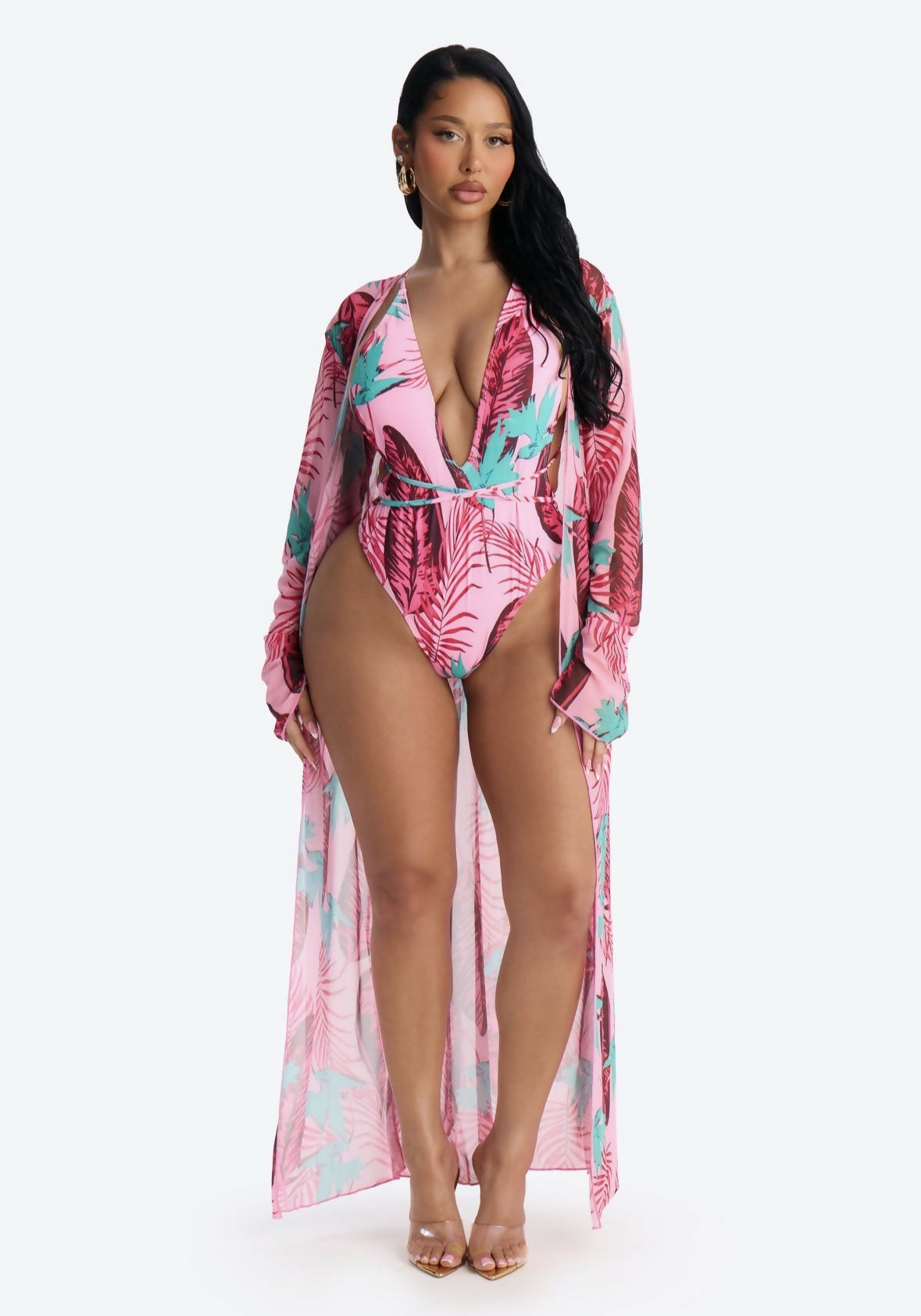 Nora 1 piece swim suit set with cover up.