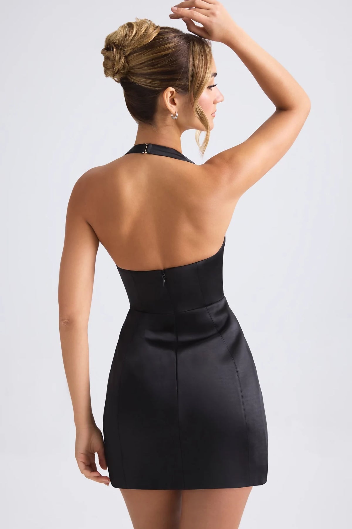 Oh Polly Harmonia Halterneck Structured Tulip Mini Dress