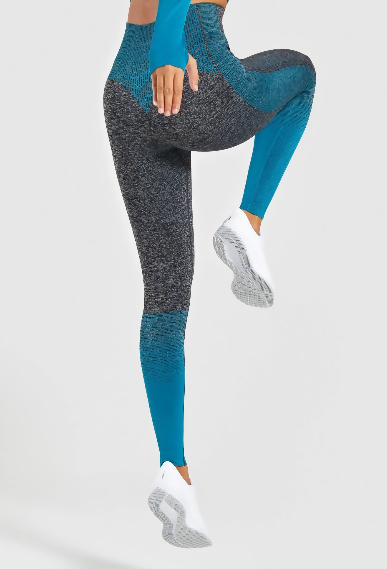 Gymshark Amplify Seamless Leggings - Black Marl/Deep Teal