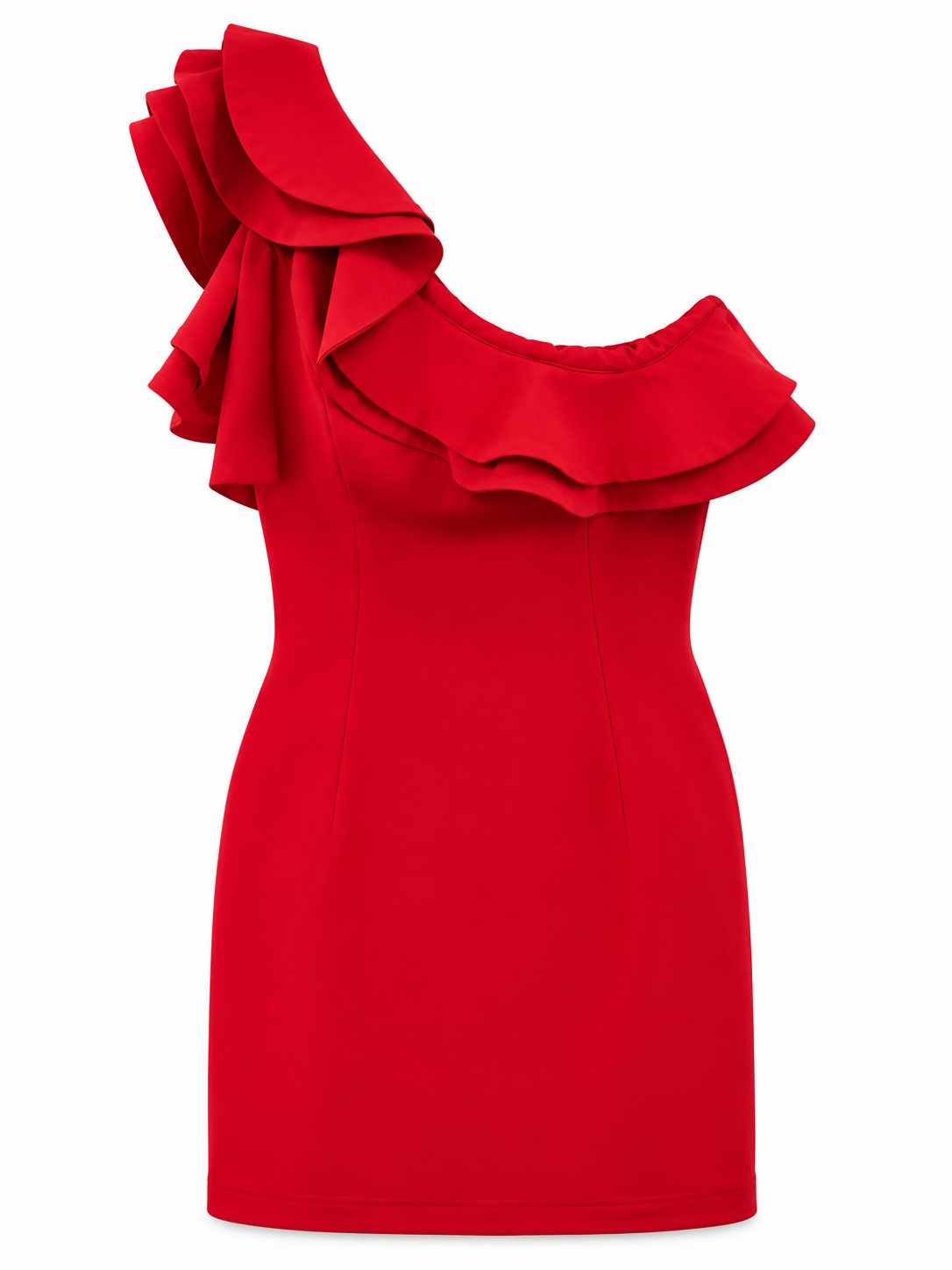 Jovanni Red Cold Shoulder Ruffle Dress
