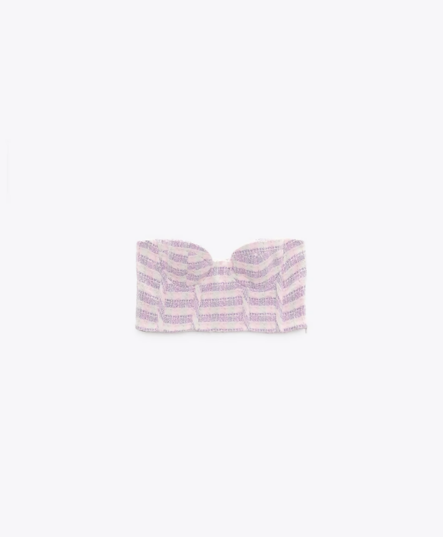 ZARA TEXTURED CORSET TOP AND GINGHAM CHECK MINI SKIRT