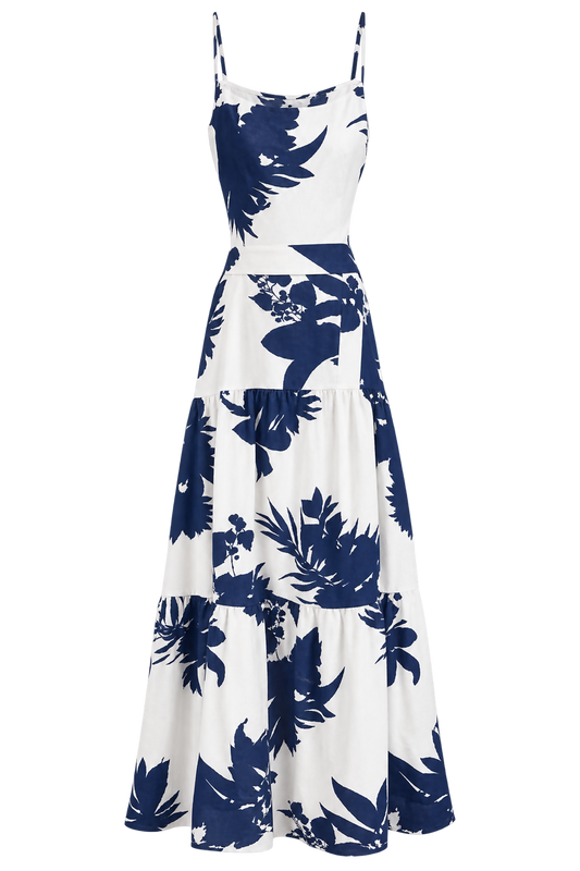 Navy & White Floral Maxi Dress