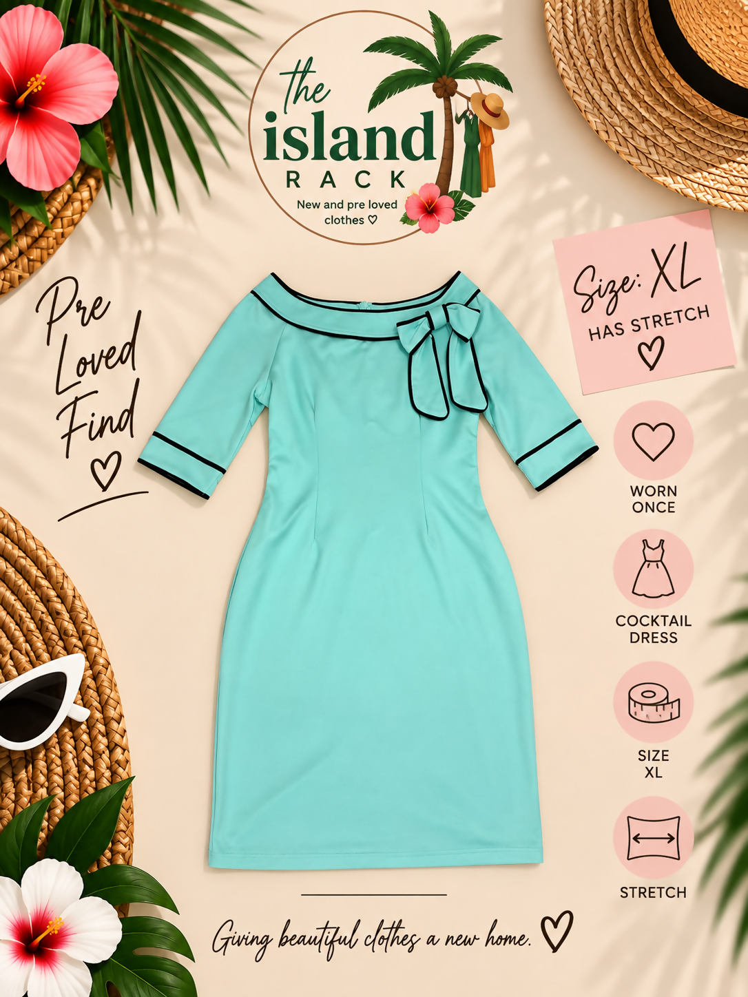 Turquoise Bowknot Pencil Dress