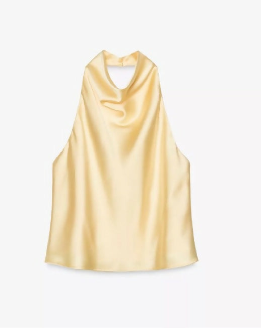 Zara SATIN HALTER TOP