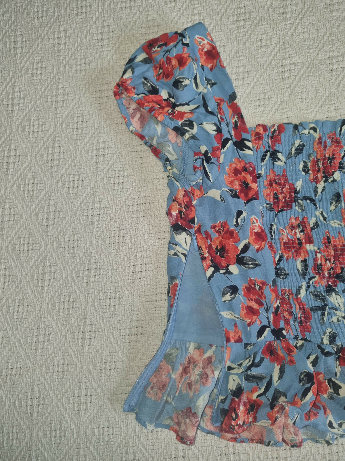 Zara Floral Crop Top with Zipper Detail