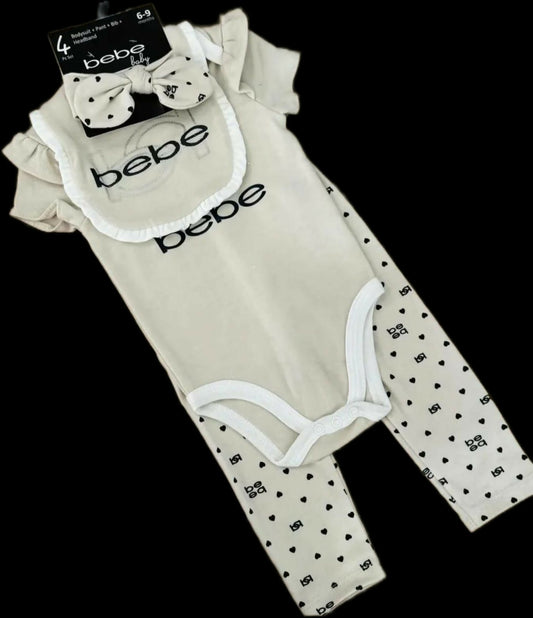 Baby Girl's 4pc set bodysuit + Pant+ Bib + Headband
