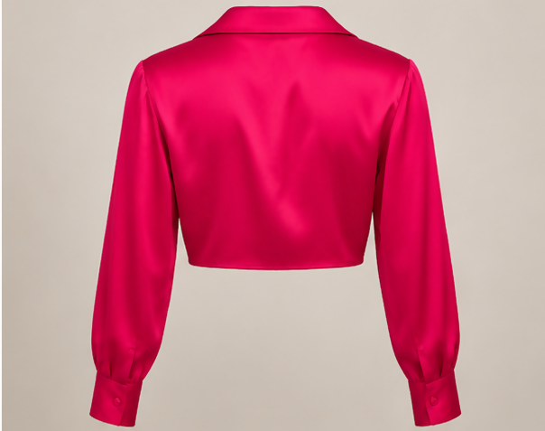 Fuchsia Satin Cropped Blouse