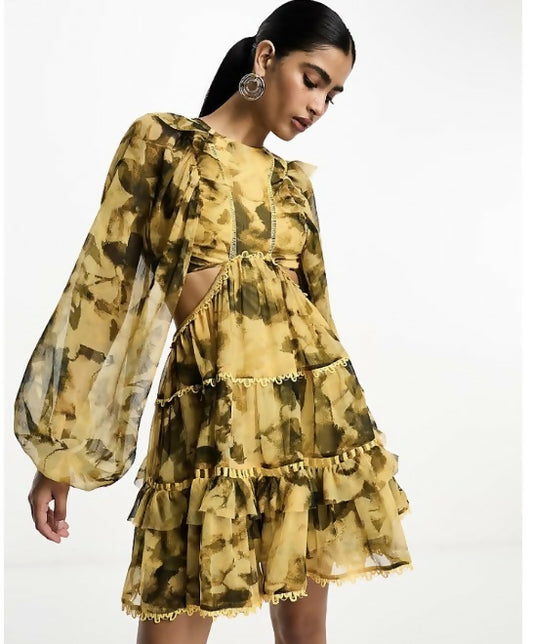 ASOS Printed mini dress with cutout