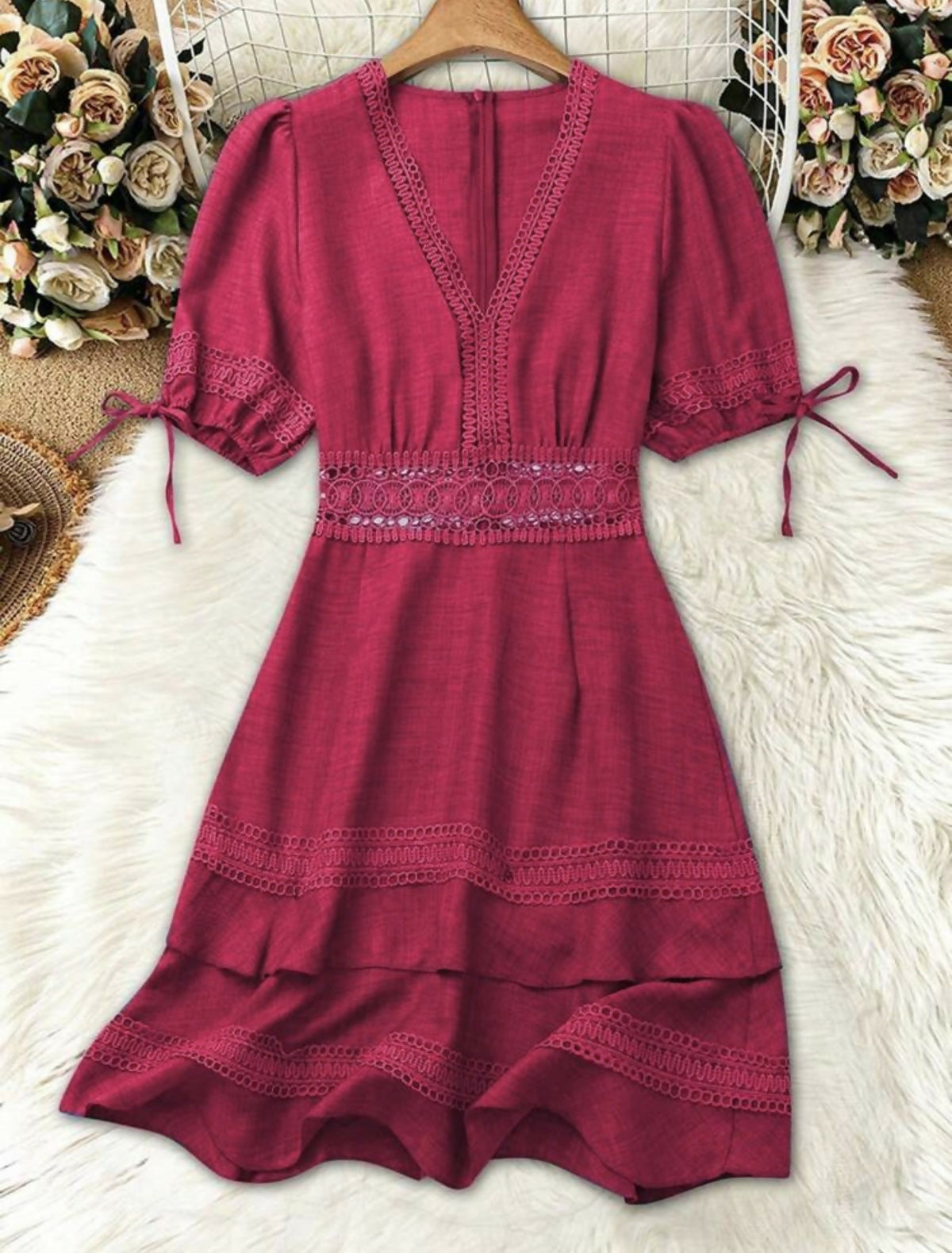 Lace Summer Casual V-Neck Dress