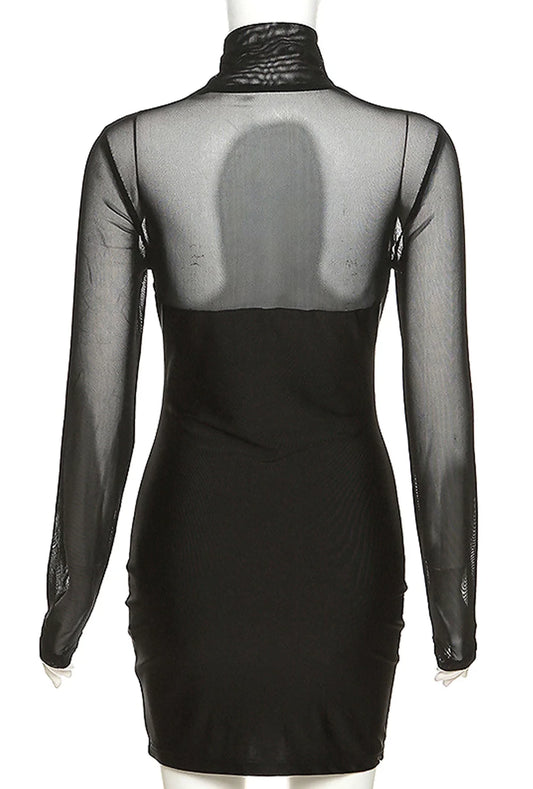 Black Long Sleeve Mini Dress